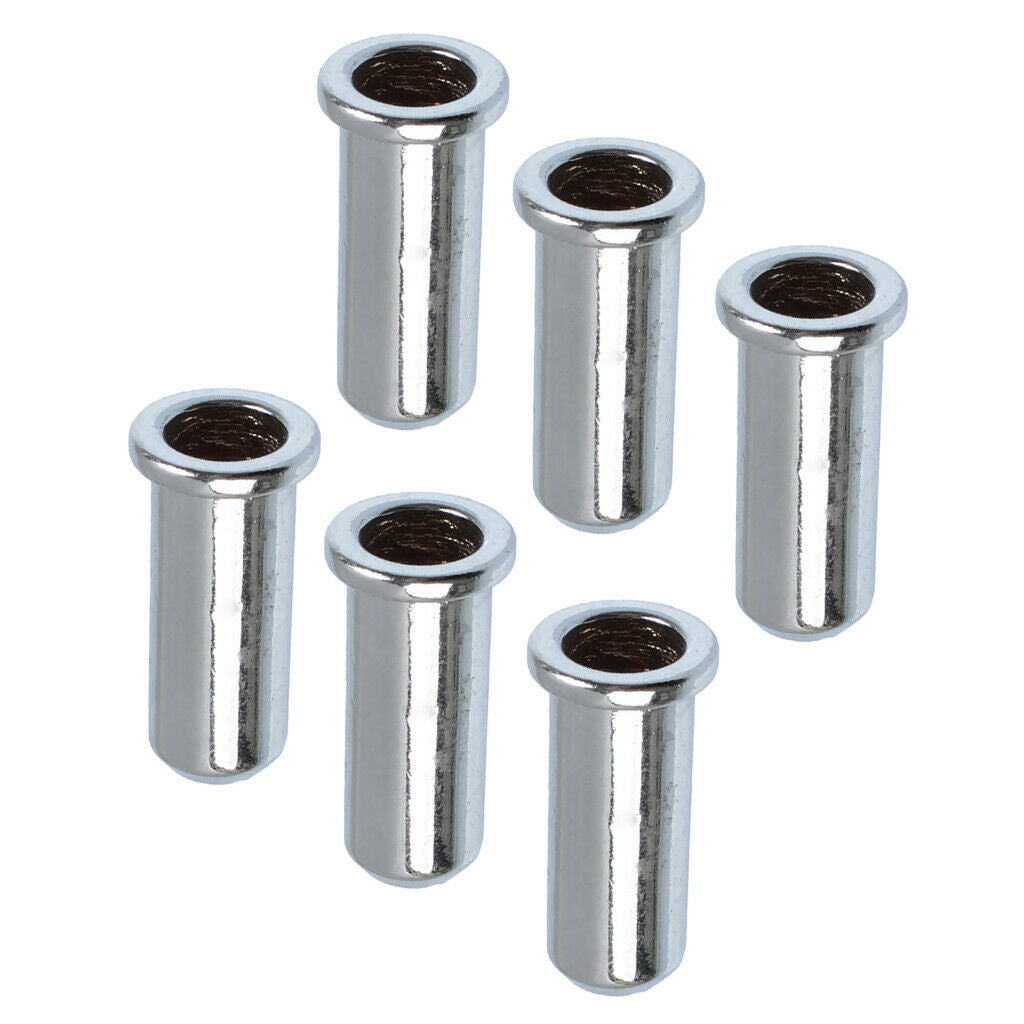 6 Pieces Bass String Mounting Ferrules for Electric Bass Parts Chrome