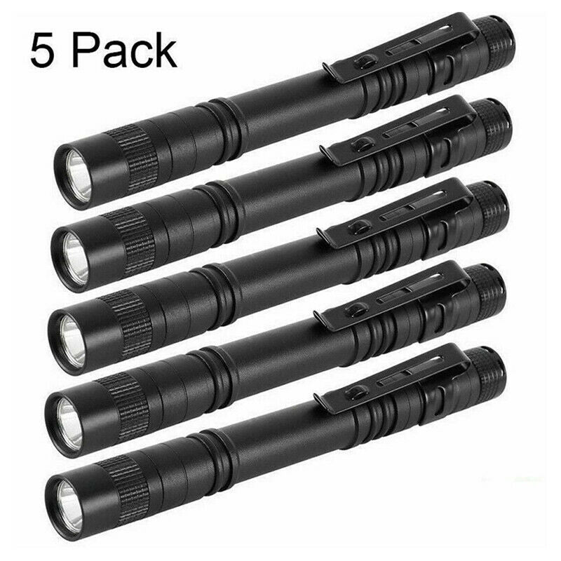 5PCS XPE-R3 LED Flashlight Clip Mini FlashLight Penlight Portable Pen Torch BDA