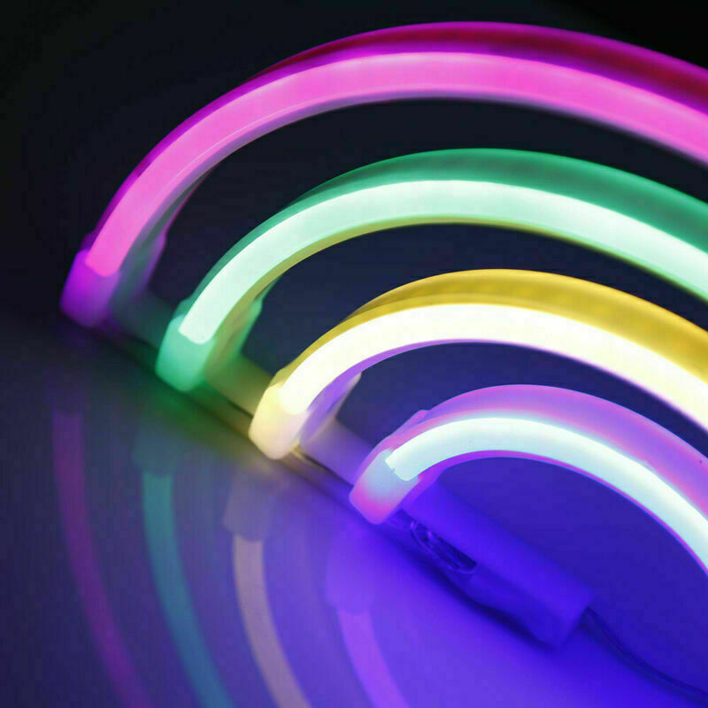 Rainbow Neon Sign LED Light USB/ Battery Powered Neon Lamps for Kids Room Decor