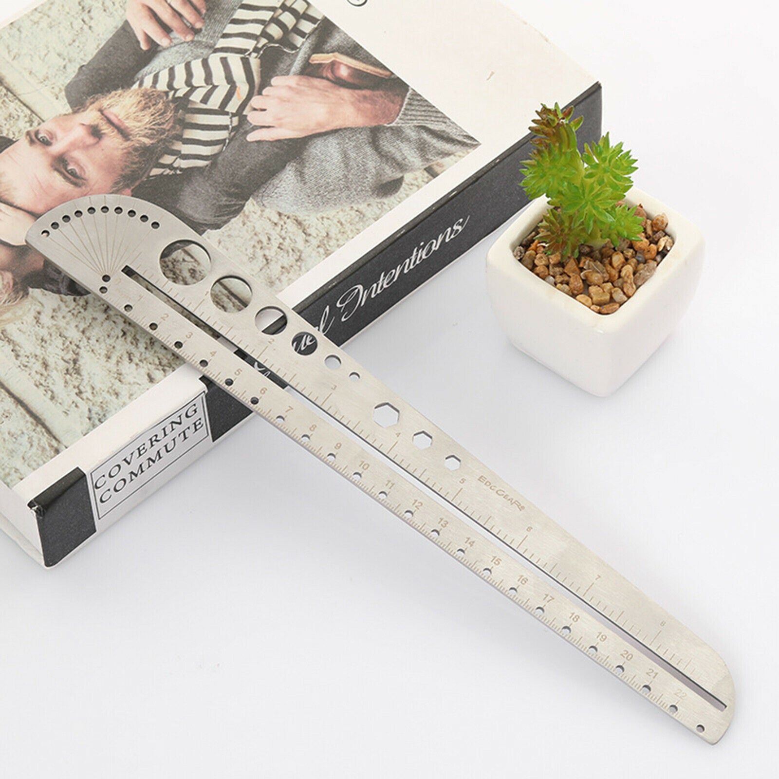 Metal Engineering Compass Protractor Finder Ruler Scale Measurement Drawing