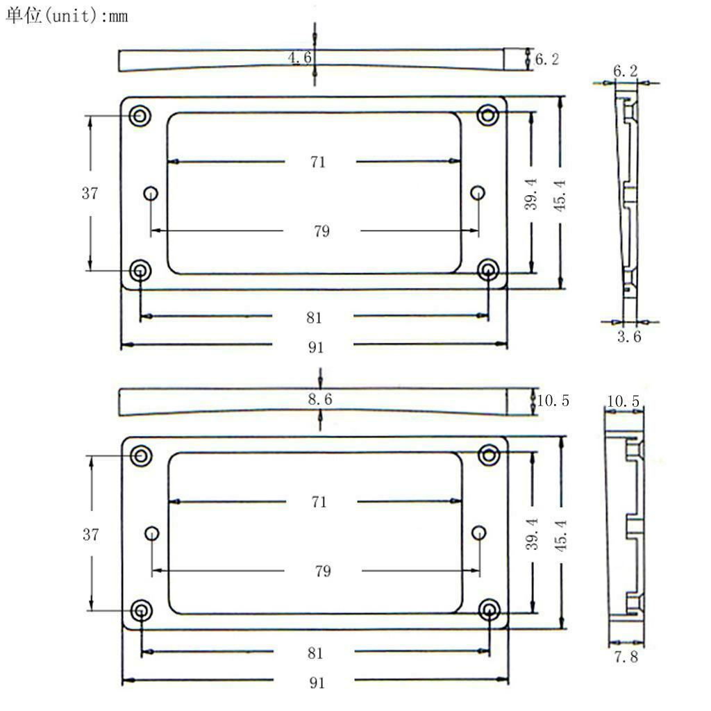 2 Pieces Pickup Frames, Mounting Rings  Pickup Cover Set For LP Electric Guitar