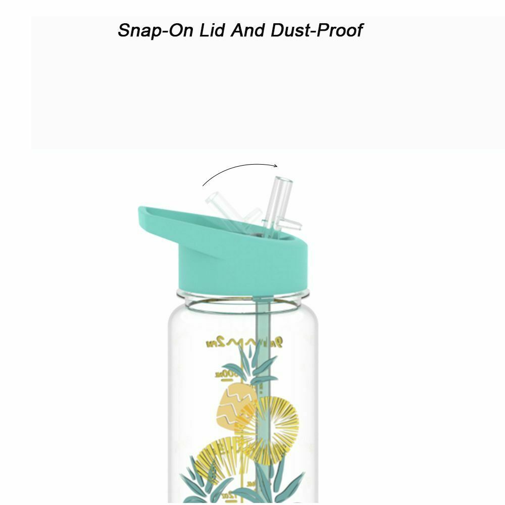 Gym Leakproof Portable BPA Free Cup Fruit Pattern Straw Sports Water Bottle