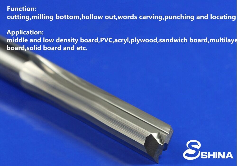 5pcs 4mm1/6" Tungsten  Straight Slot Double Flute  4*22mm  CNC Router Bit