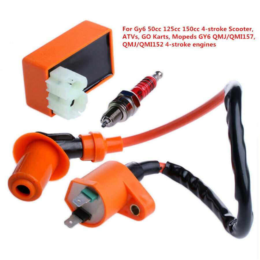 Racing CDI Box 6 Pin+Ignition Coil+Spark Plug for GY6 50-150cc Moped Scooter USA
