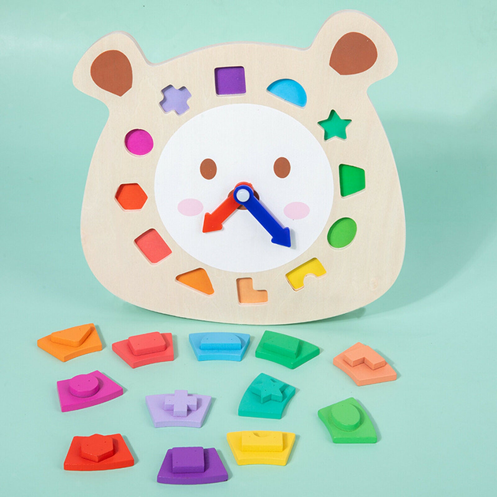 Montessori Wooden Jigsaw Clock Puzzle Toys Thinking Baby Early Shape Sorting