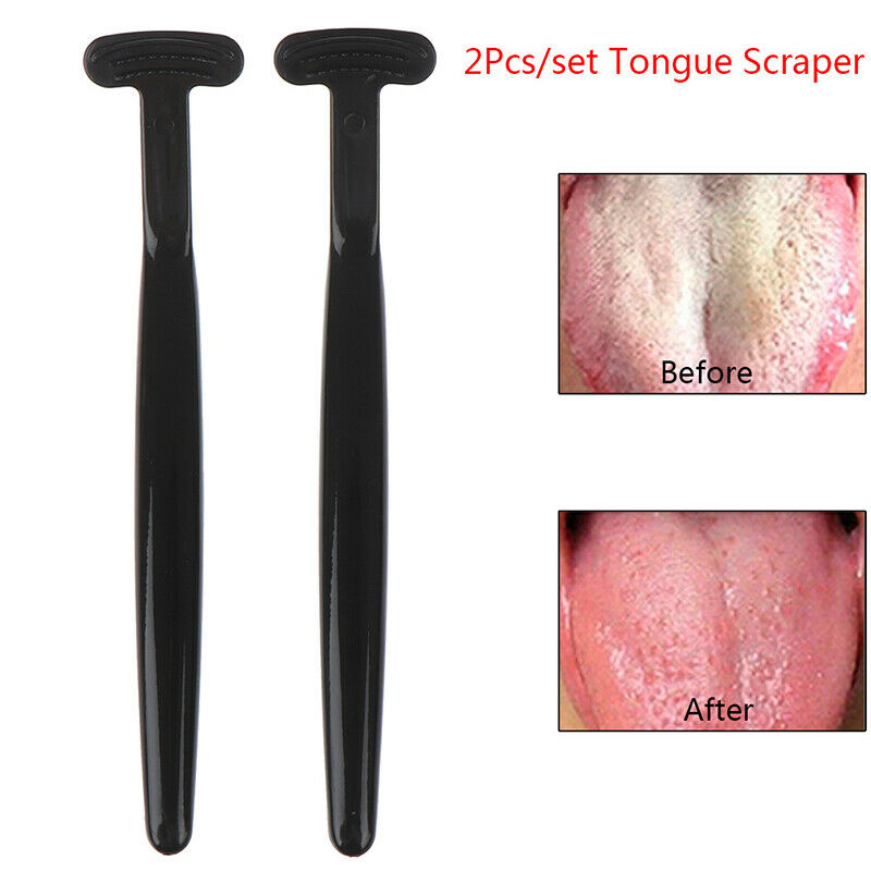 2Pcs/Set Tongue Cleaner Scraper Dental Mouth Oral Clean Heath Care Brush ToolsUS