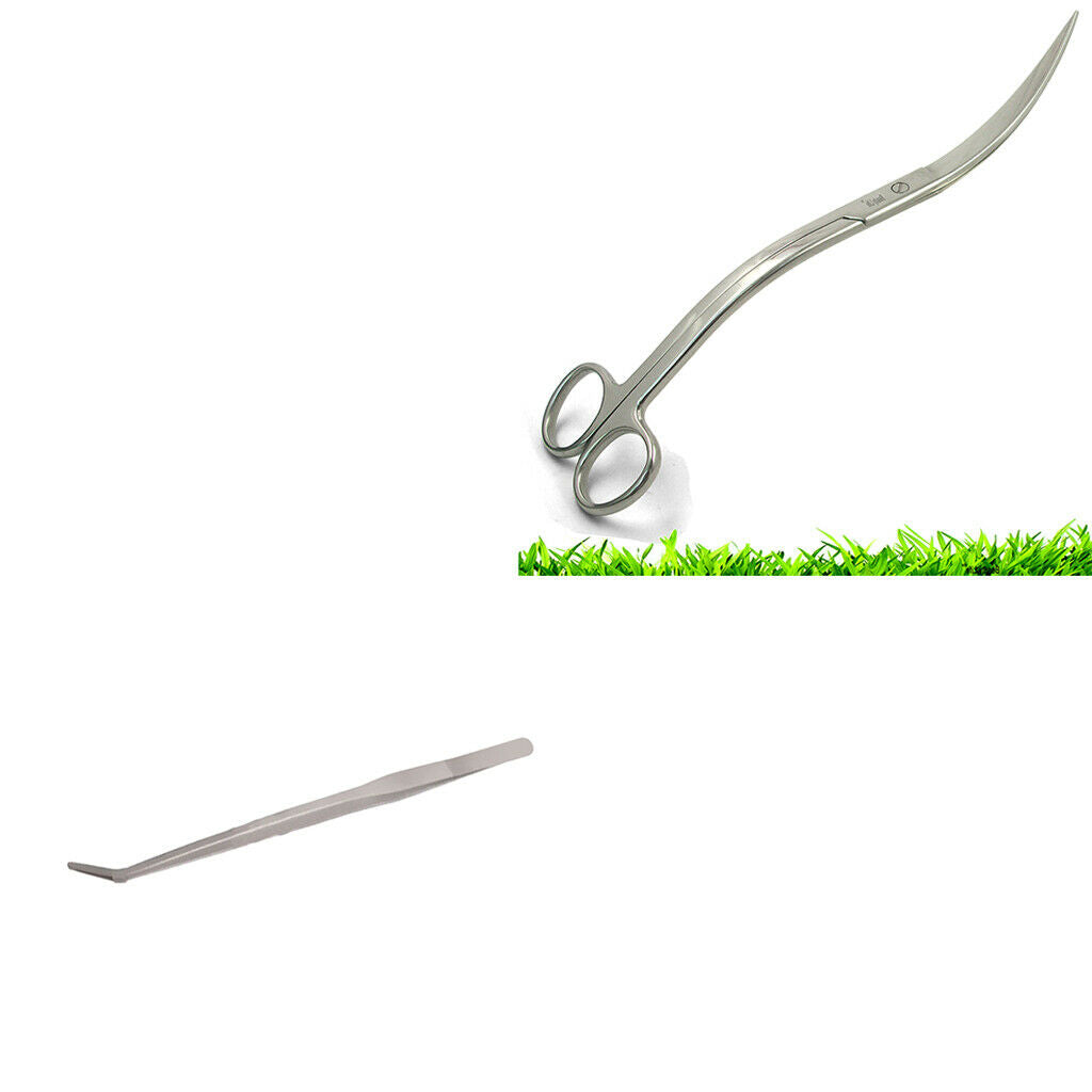 Set of 2, Aquarium Live Tank Water Plant Aquascaping Tools Tweezer Scissors