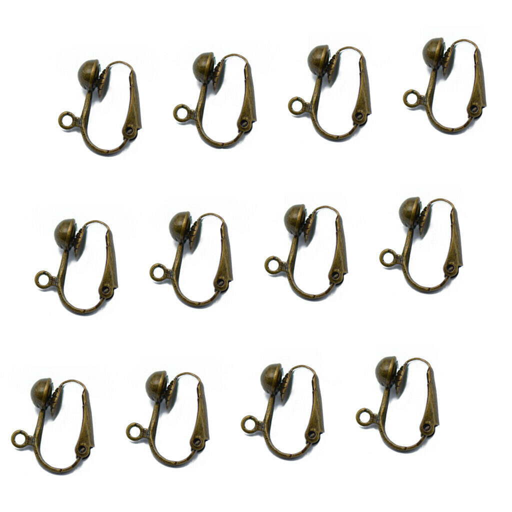12x Bronze Convertable Half Ball Clip on Earring Findings for Jewelry Making