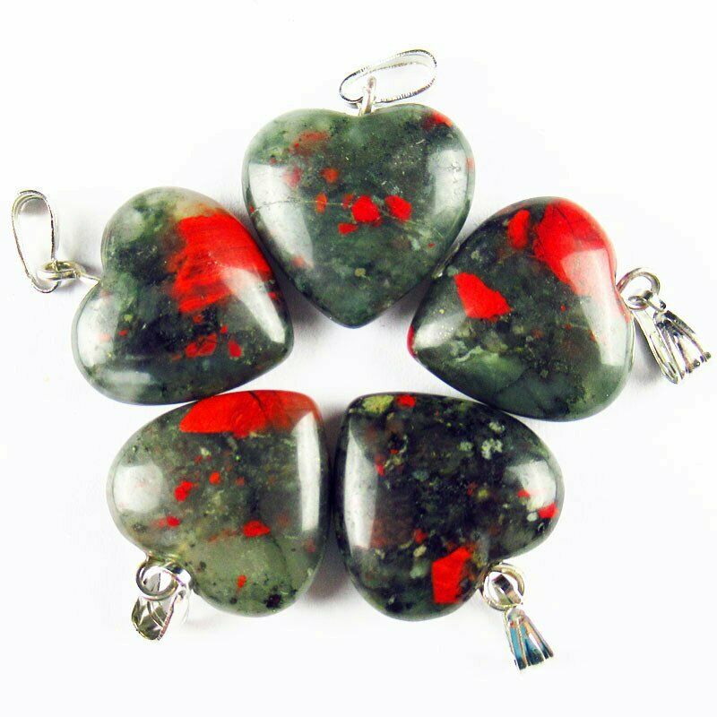 10pcs Natural Chicken Blood Stone Heart Pendant 16x16x6mm（send randomly）A-207SK