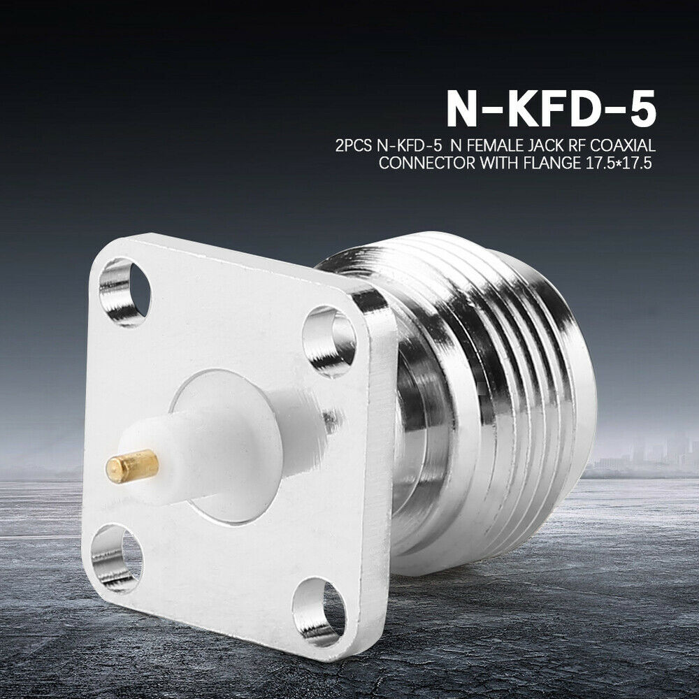 2Pcs N Type female Jack with Flange RF Coaxial Connector Adapter