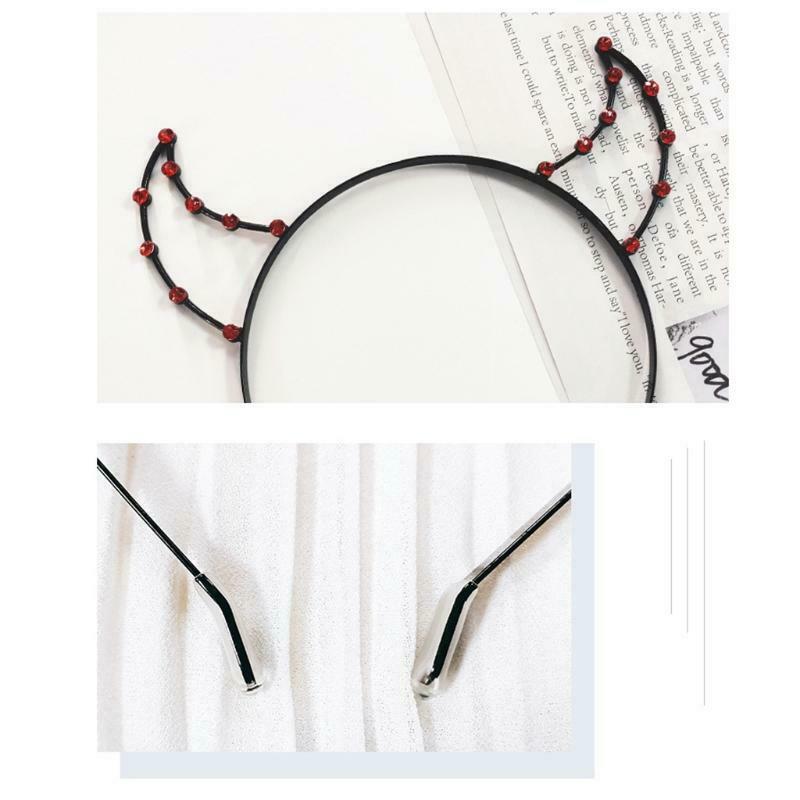 Rhinestone Hair Hoop Devil Horn Headband Photo Prop Halloween Party Headwear