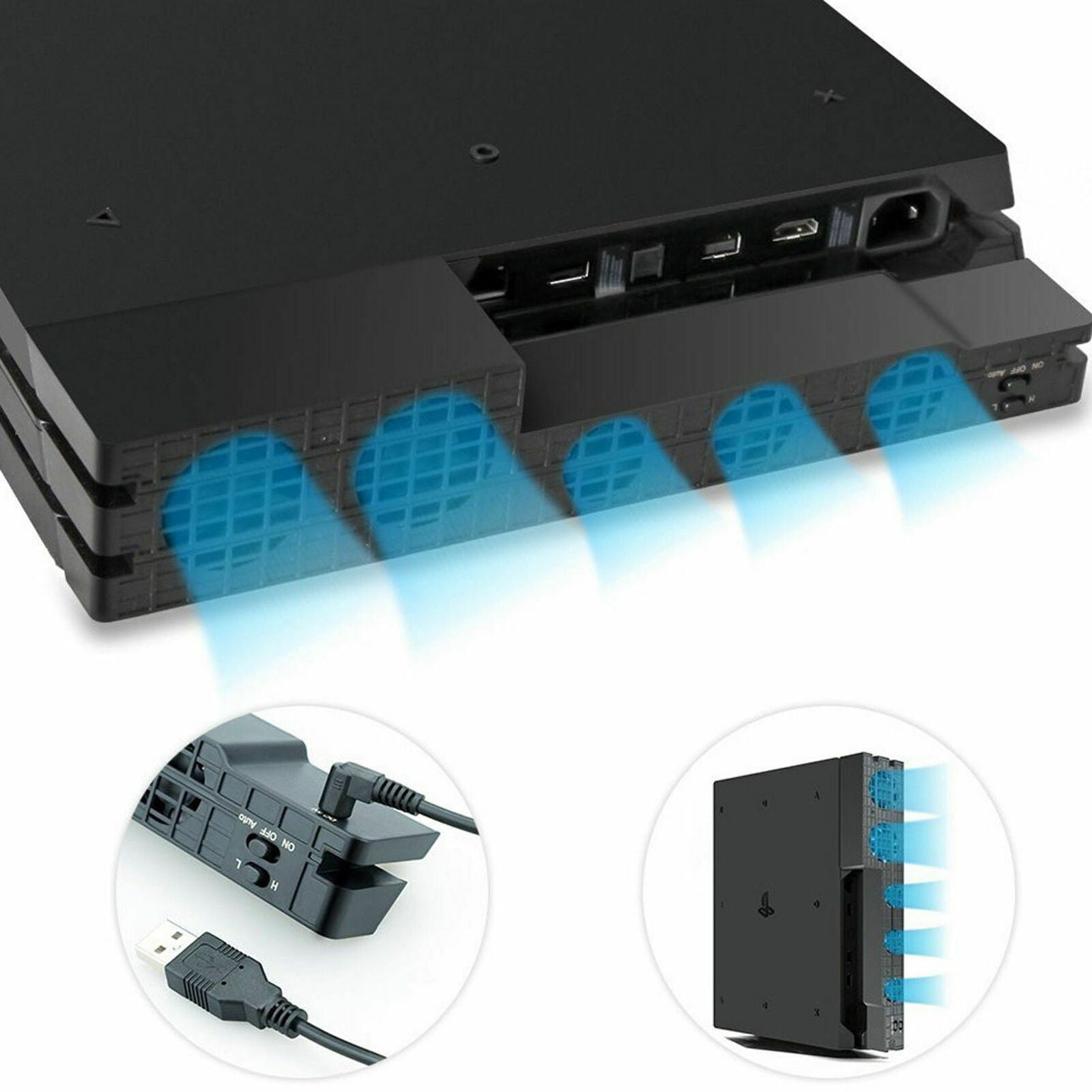 For PS4 Pro Console Heat Exhauster Cooling Fan Turbo Temperature USB Cooler