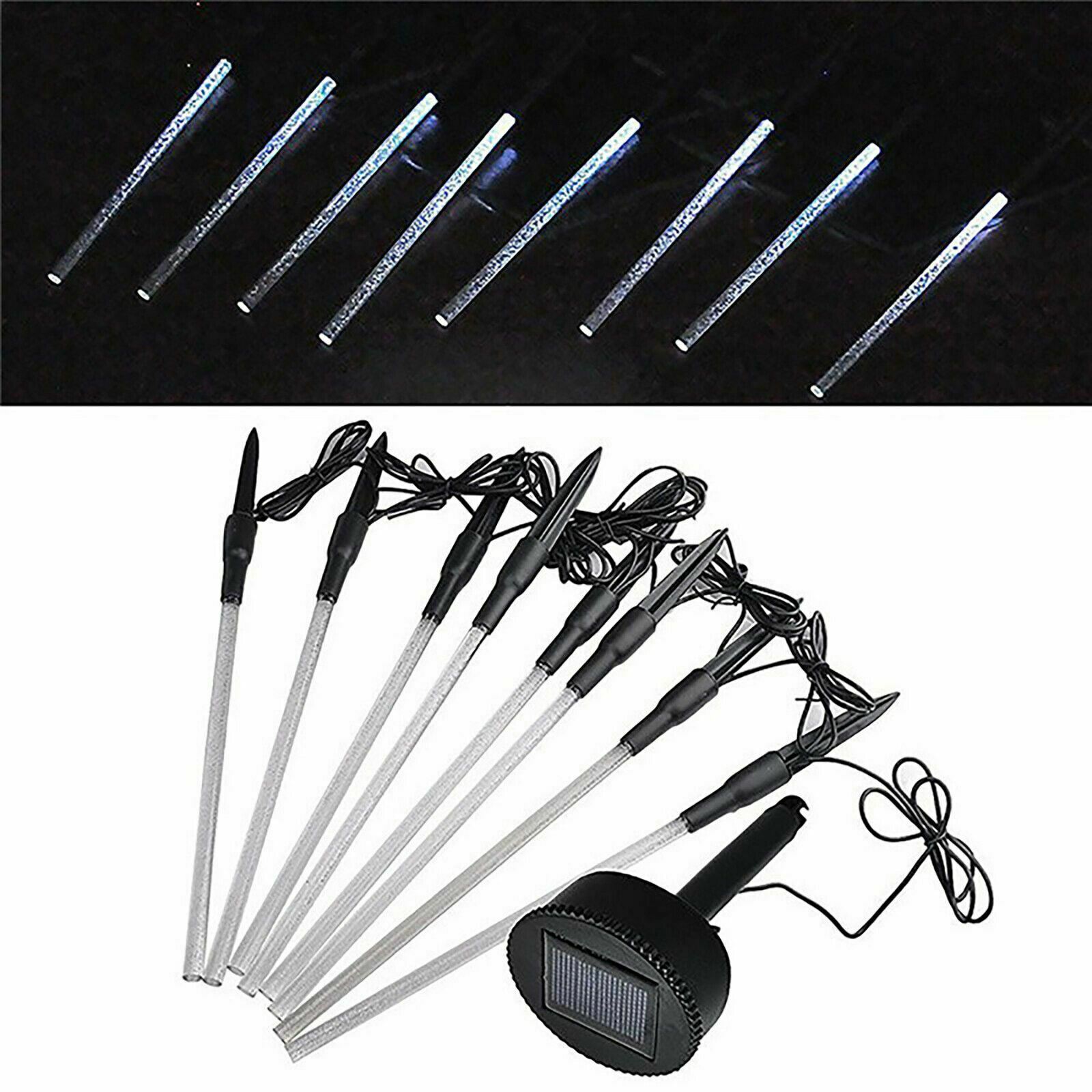 8pcs Waterproof White LED Outdoor Garden Solar Power Pathway Tube Lights Lamp