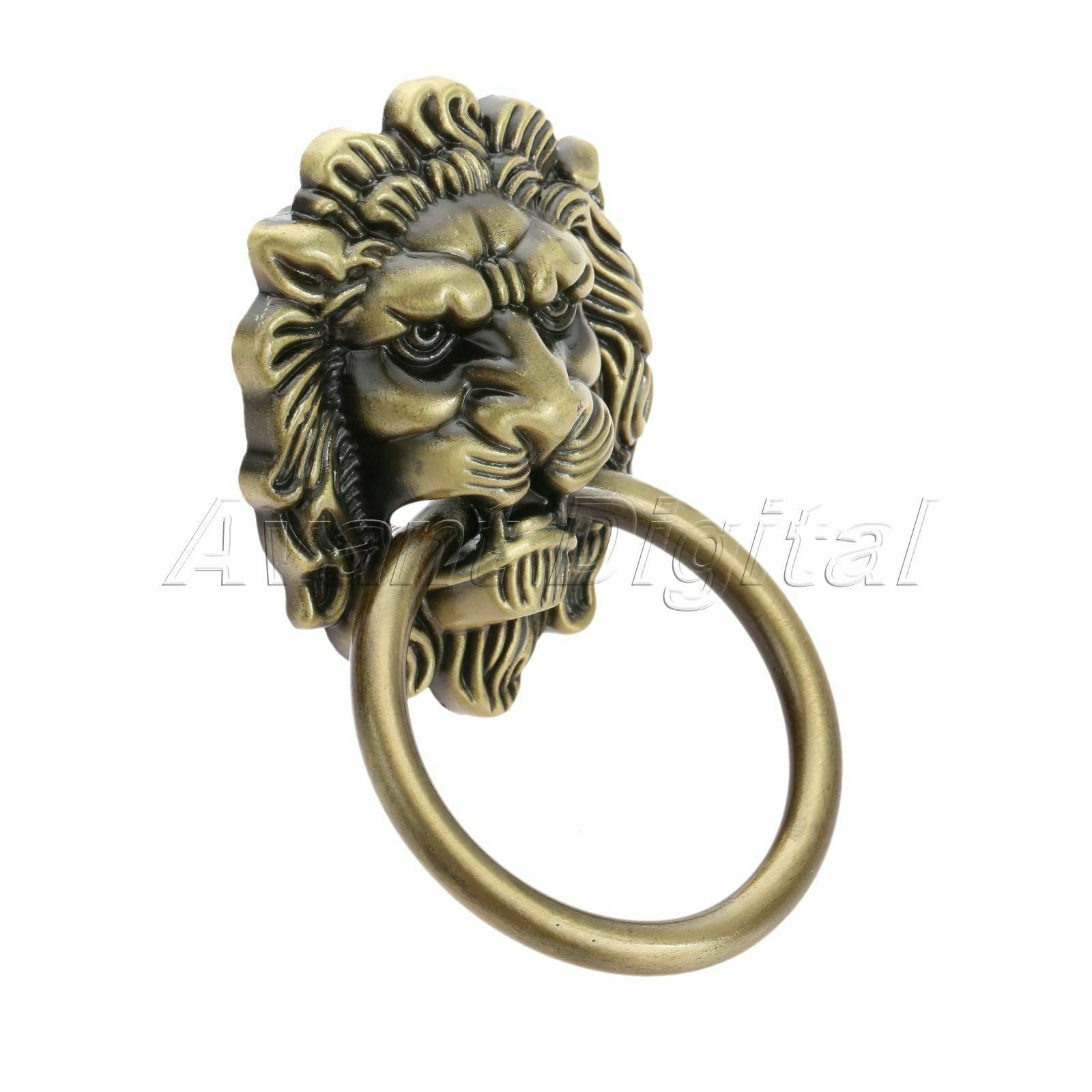 Classic Lion Head Furniture Cabinet Knobs Ring Closet Drawer Door Pull Handle