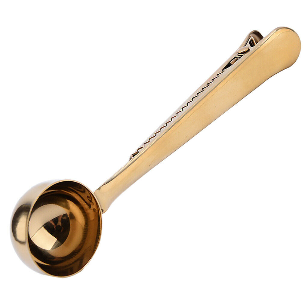 2-in-1 Stainless Steel Coffee Spoon with Food Storage Sealing Bag Clip