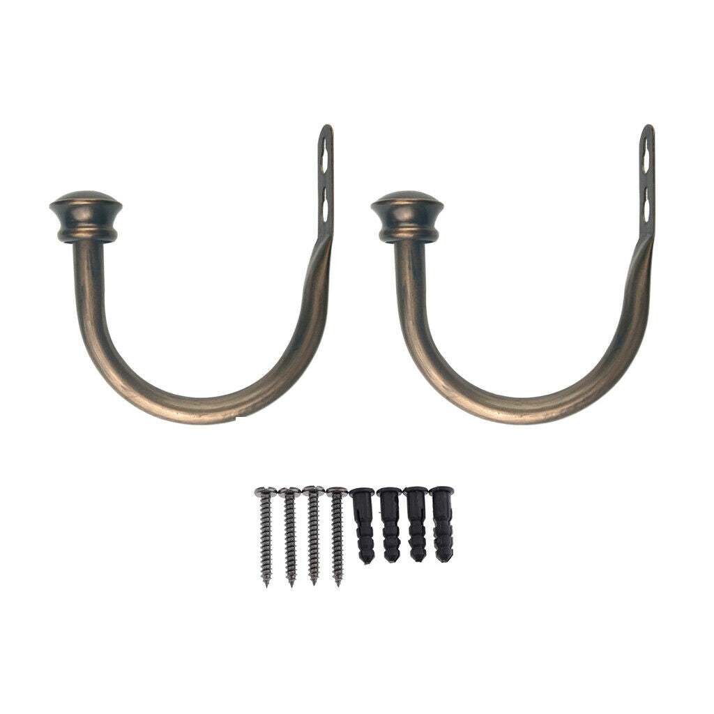 1 Pair U-Shape Tube Curtain Holdback Drape Hook Vary Types Mushroom_Brown