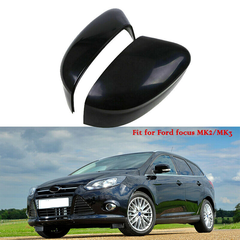 2Pcs Rear View Mirror Covers Matte Black Fit Ford focus Turnier 2010-2016