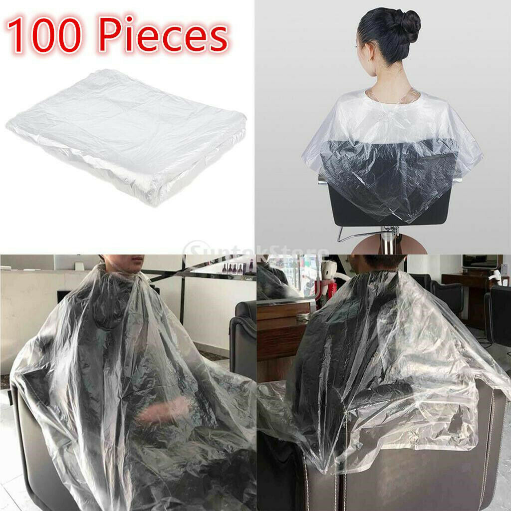 100pcs Disposable Hair Cutting Cape Gown Barber Breathable Hair Styling Apron