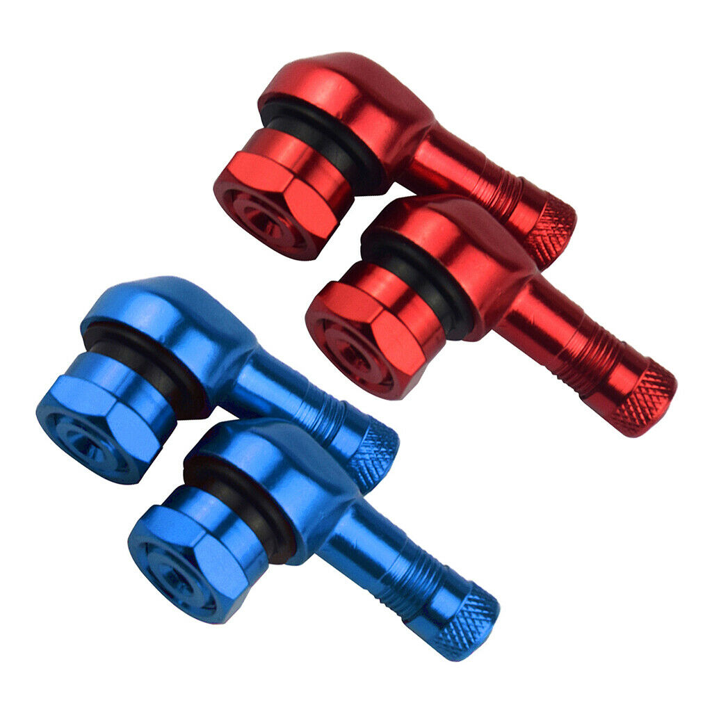 Red & Blue 90 degree CNC Aluminum Universal Motorcycle Wheel Valve Stems