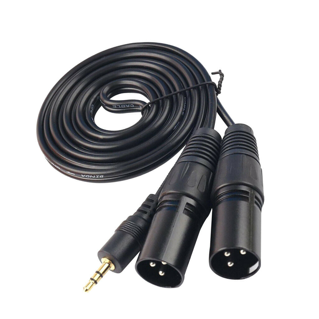 3.5 mm Stereo 1/8" to Dual Male XLR Splitter Patch Cable .