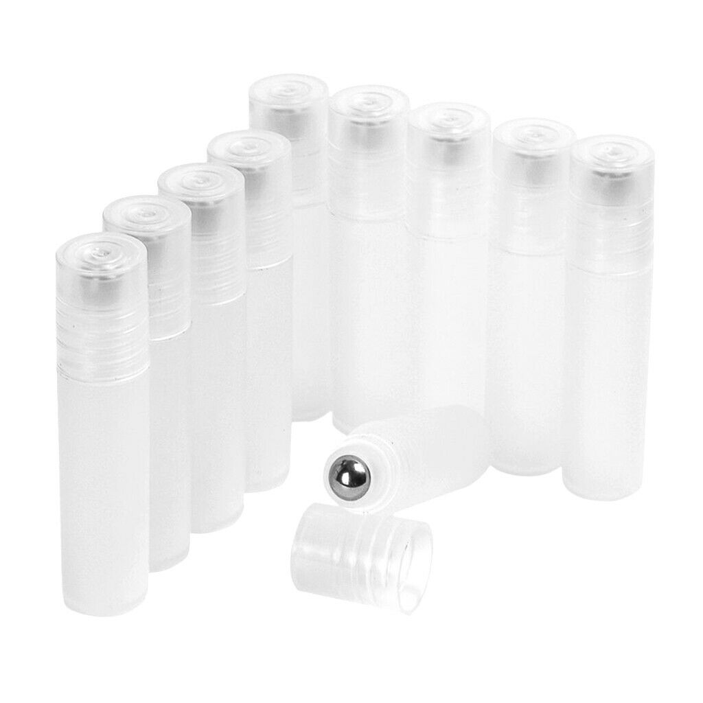 Pack of 10x 5ml Clear Empty Roller Ball Aromatherapy Roll-on Bottles Containers