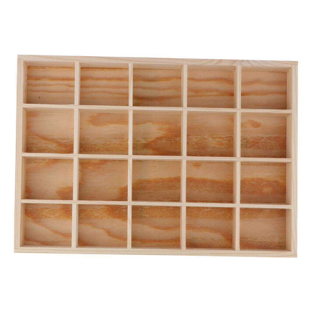 2 Pieces Wooden Jewelry Storage Case 20 Grid Jewelry Box Organizer