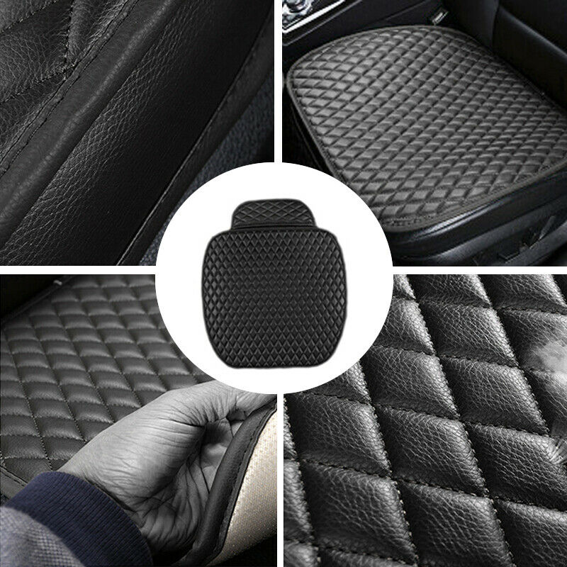 Black Car Front Seat Cover Breathable PU Leather Pad Mat Chair Cushion 50cm*50cm