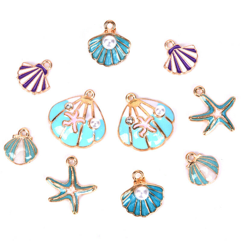 10pcs/lot Enamel Sea Starfish Shell Charms Pendant DIY Jewelry Making Findi SJ