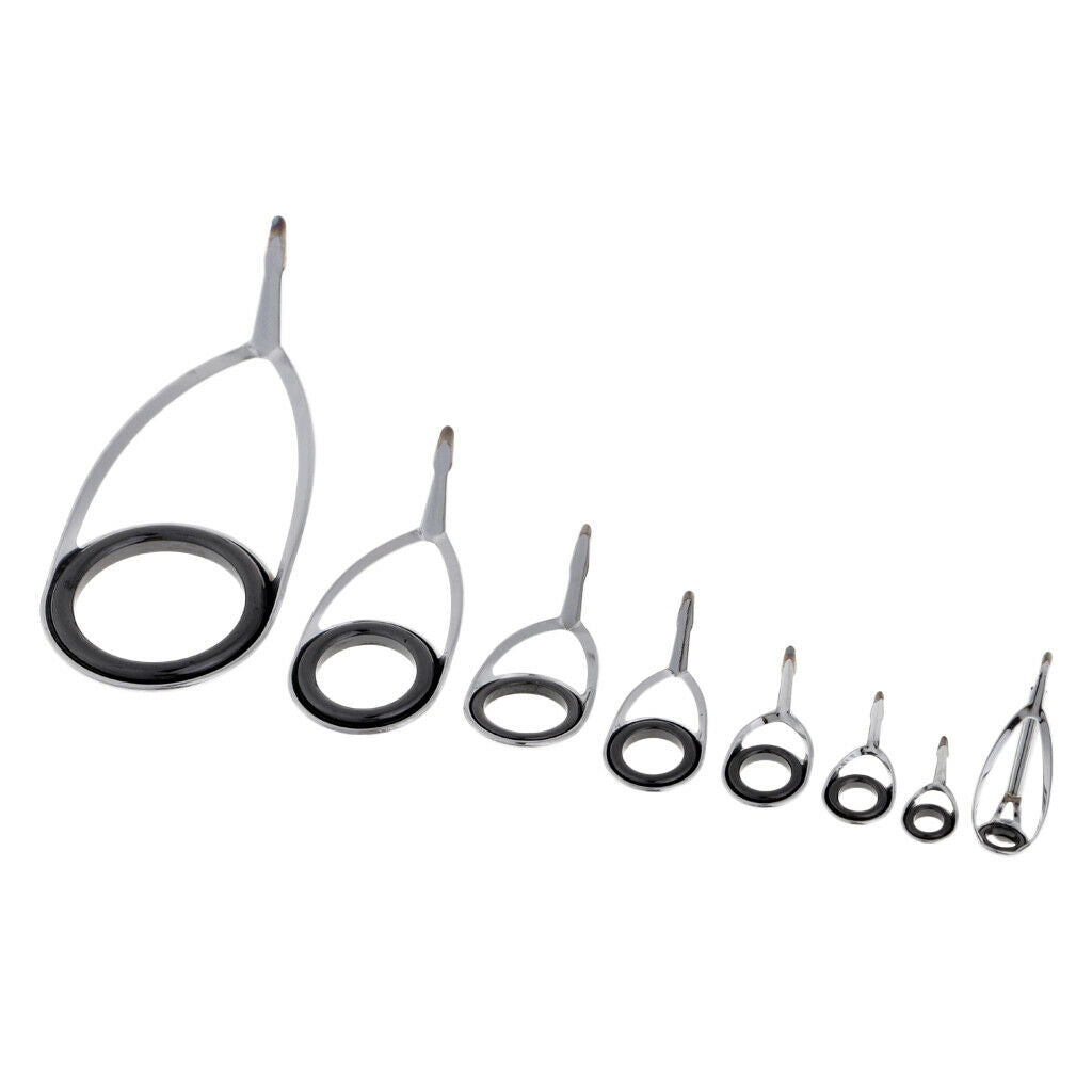 8 Pieces Straight Handle Fishing Rod Guide Tip Repair Kit Set Different Size