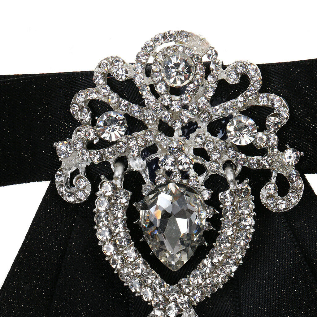 2pcs Men Fashion Tuxedo Satin Rhinestone Adjustable Wedding Bowtie Suit Bow Tie