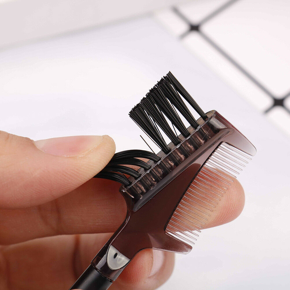 Women double-sides brow comb eyebrow brush wood holder make-up tool blac.l8