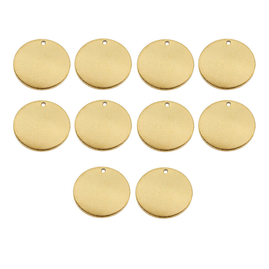 10 Pieces Metal Flat Round Circle Blank Coin Stamping Charms Tag Pendant