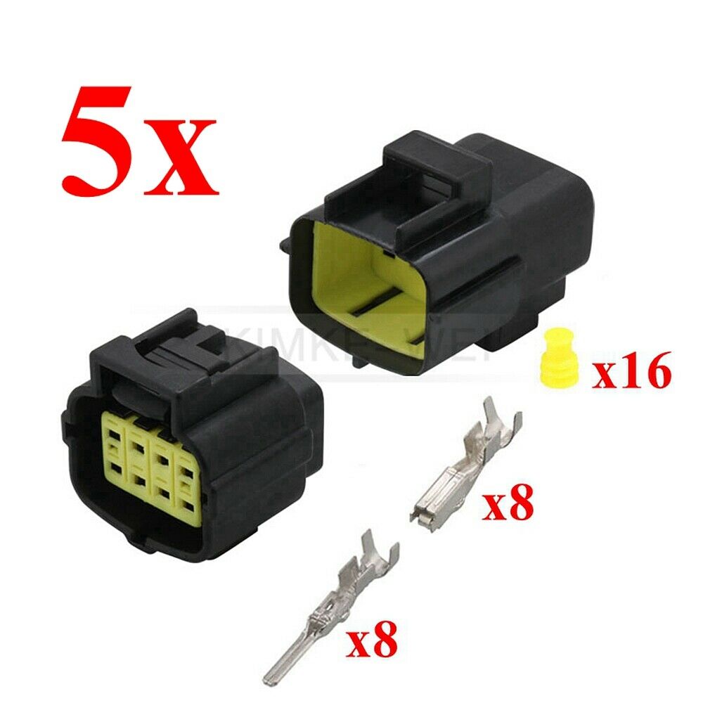 5x AMP Econoseal 8 Way Pin Waterproof Electrical Wiring Multi Connector Set New