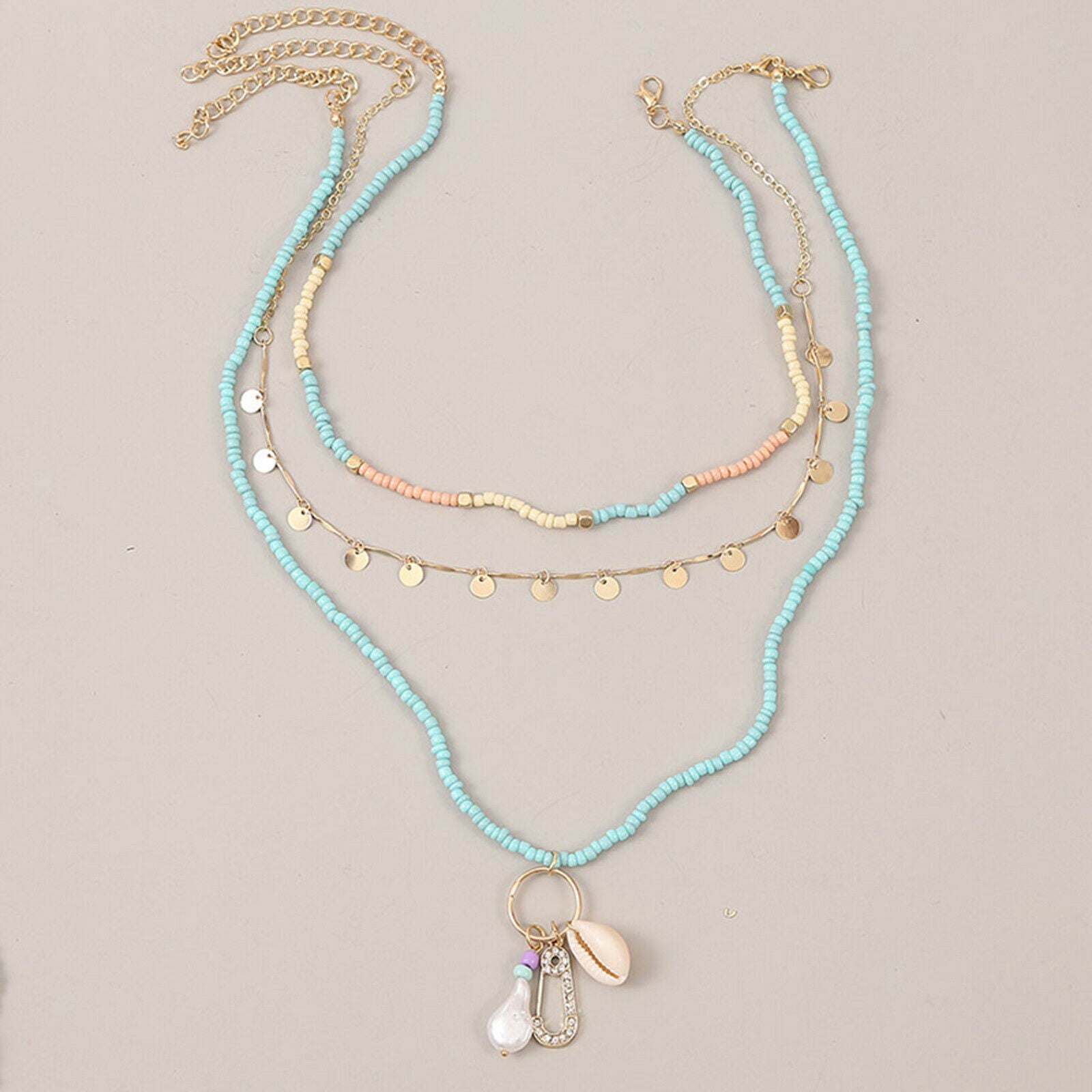 3x/Set Charm Simple Love Heart Shell Necklace Chain Women Girls Accessories