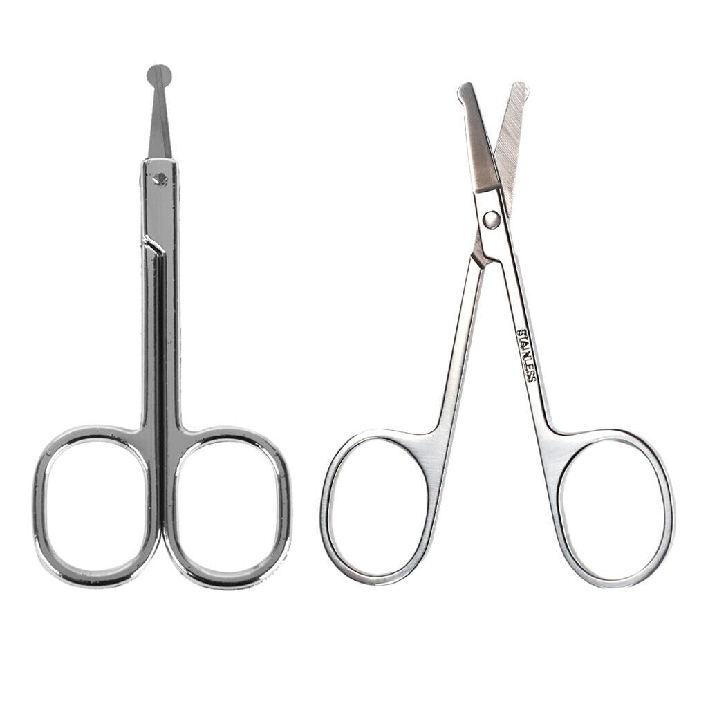 2 Pieces Hair Beard Eyelashes Scissors Eyebrow Trimmer for Men Women