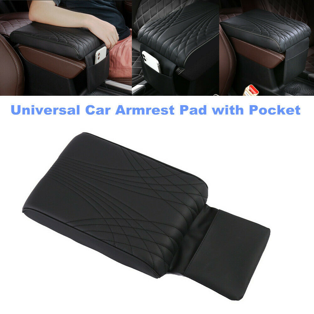 1PC Car Center Console Elbow Support Armrest Pad with Pocket Heighten PU Leather