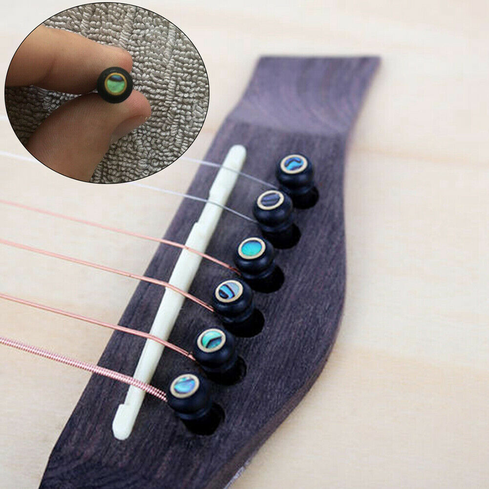6x Ebony Acoustic Guitar Bridge Pins String Nail with Endpin Puller Remover @