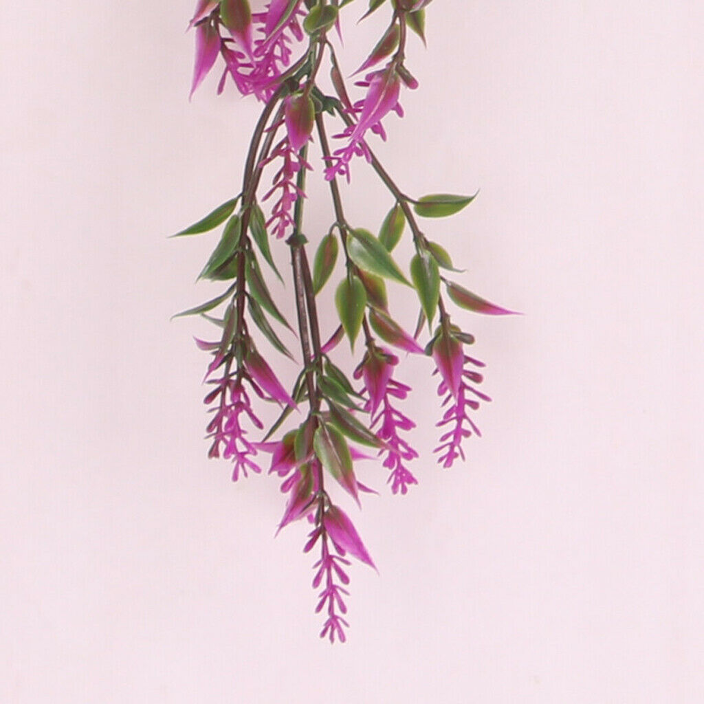 Plastic Artificial Weeping Grass Stem Vine Outdoor Garden Decor Purple