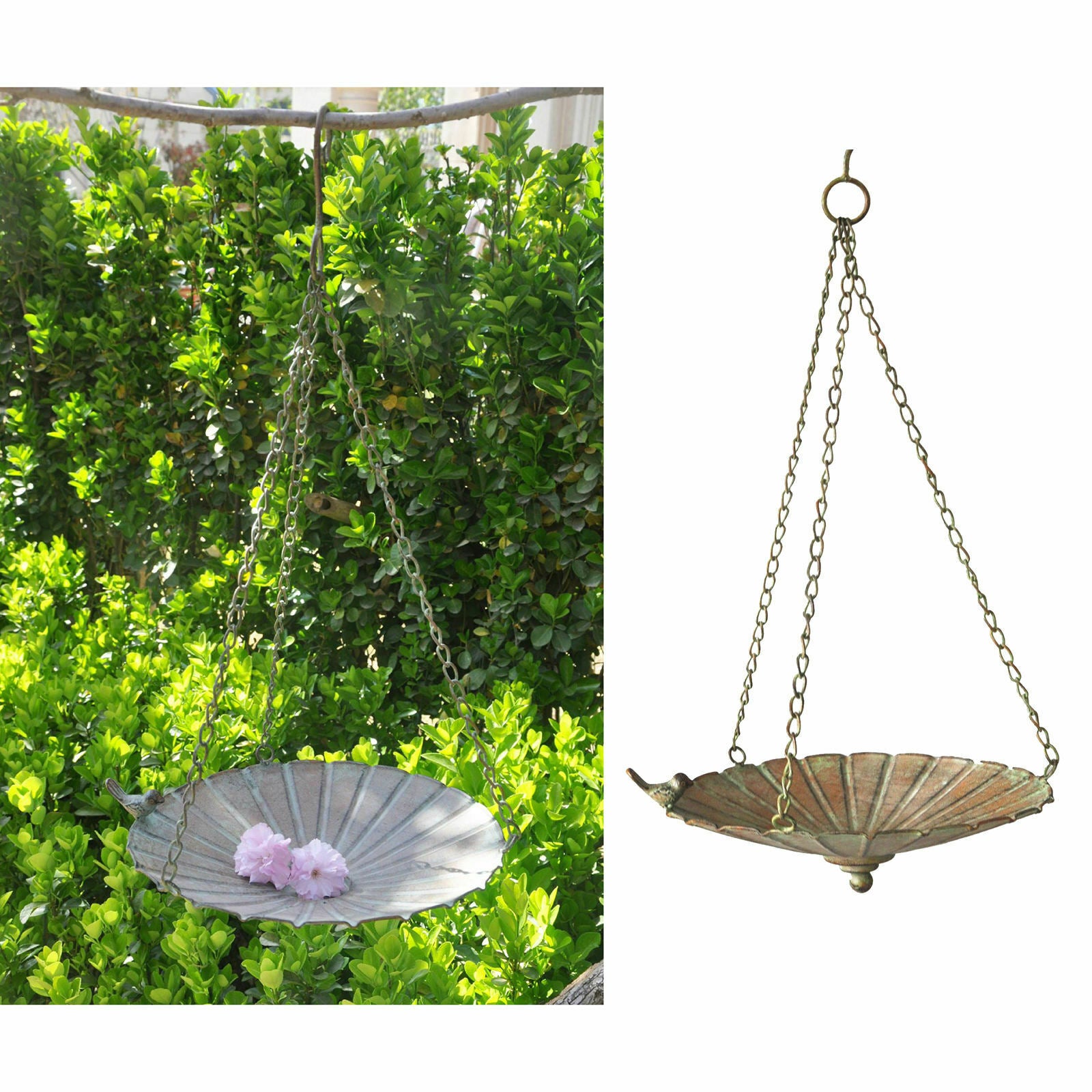 Iron Garden Hanging Bird Feeder Birdbath for Attracting Birds Finches Dove