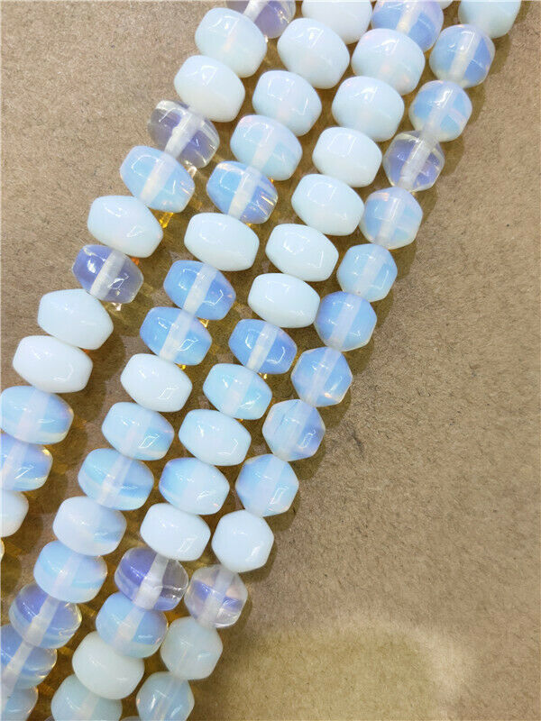 1 Strand 9x7mm White Opal Rondelle Wheel Spacer Loose Beads 15.5inch HH114