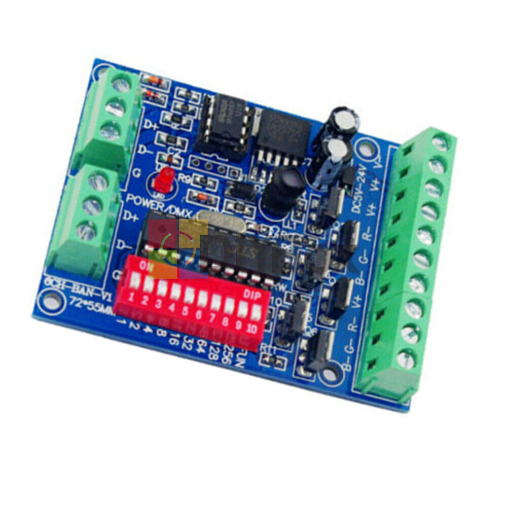 DMX512 Decoder 4CH Channel 16A RGBW Controller Control LED Light Stage Effect