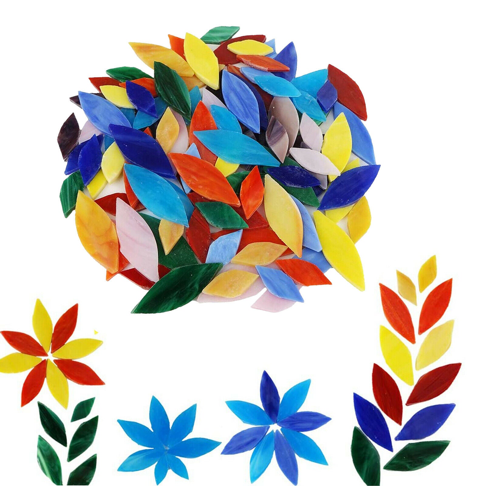 300x Mixed Colors Mosaic Tiles Stained Glass Garden Seat Table Decoration