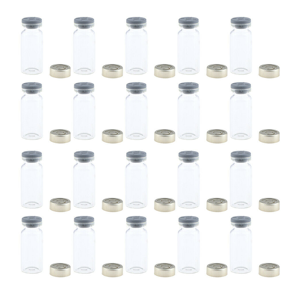40x Empty Sterile Glass Sealed Serum Vials Bottles Powder Container 5ml/10ml