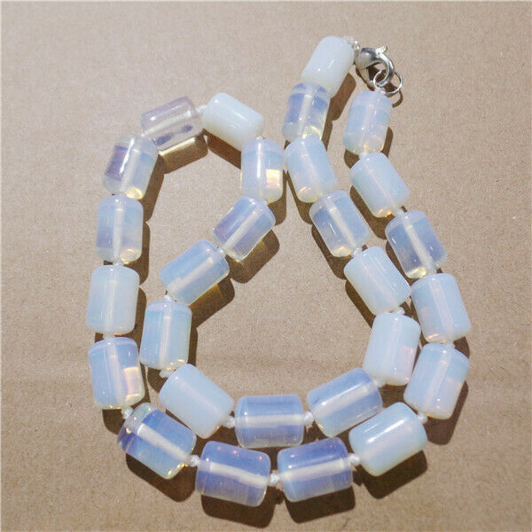 1 Strand 13x10mm Women White Opal Cylinder Beads Handmade Necklace 42cm HH9261