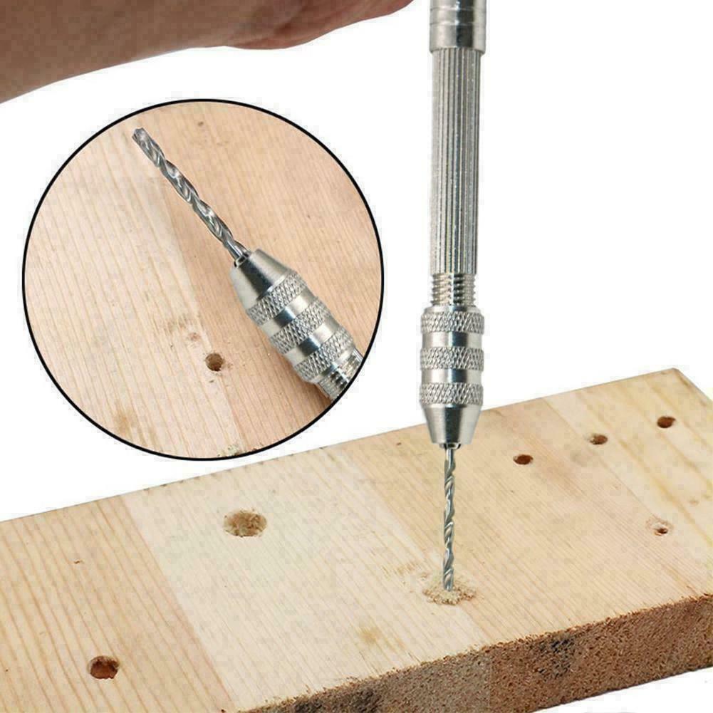 Mini Micro Aluminum Hand Drill Keyless Chuck +10x Twist Drills Rotary Tools L (3