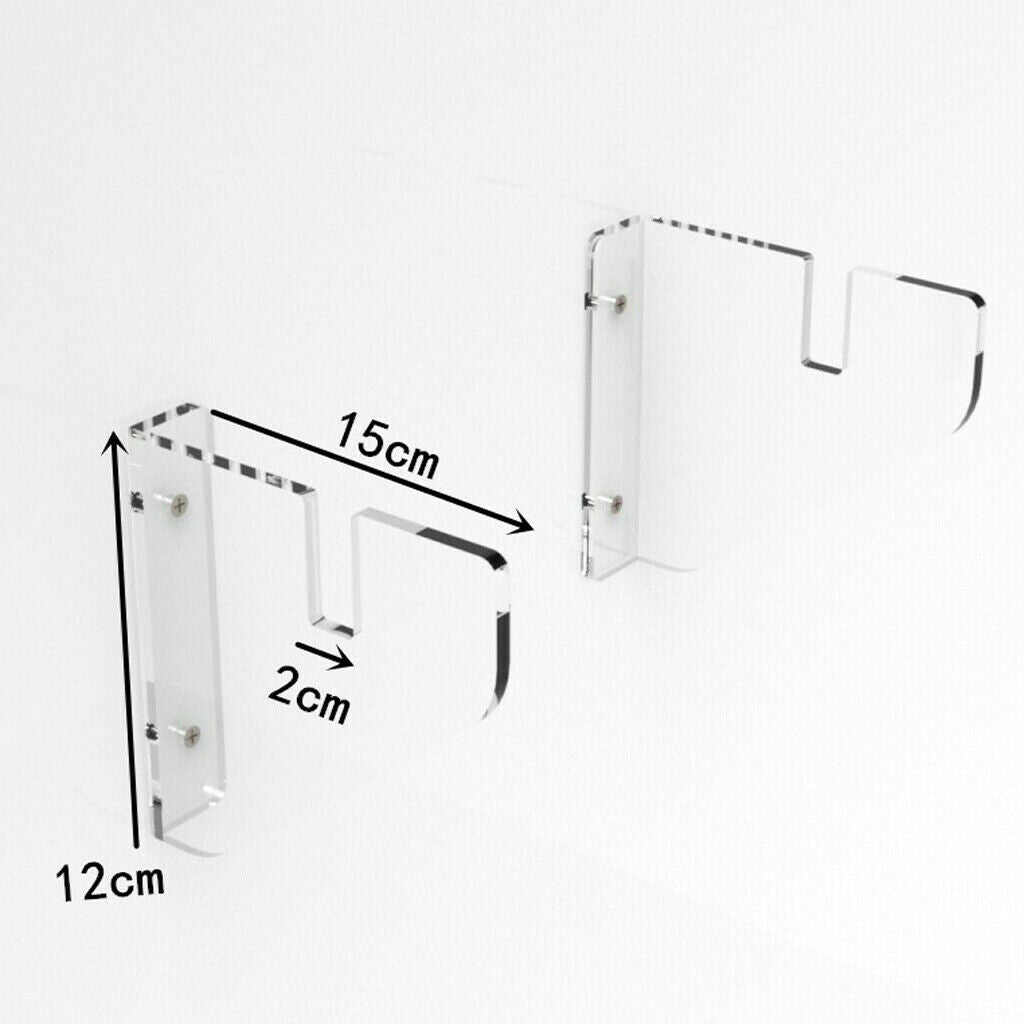 2pc Transparent Acrylic Skateboard Wall Display Bracket Rack Holder Storage