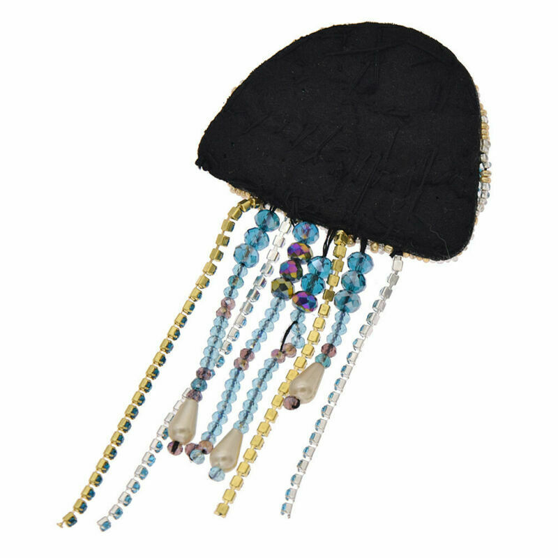 Rinestone Beaded Patches Jellyfish Sew On Applique Badges Clothing Decor DIY