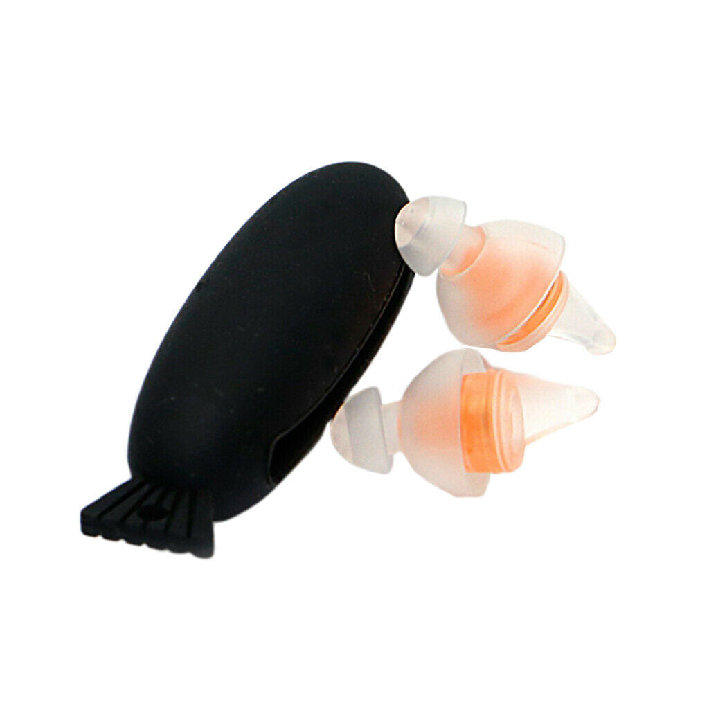 2Pcs Travel Anti-noise Silicone Earplugs Ear Plugs with Storage Bag Orange