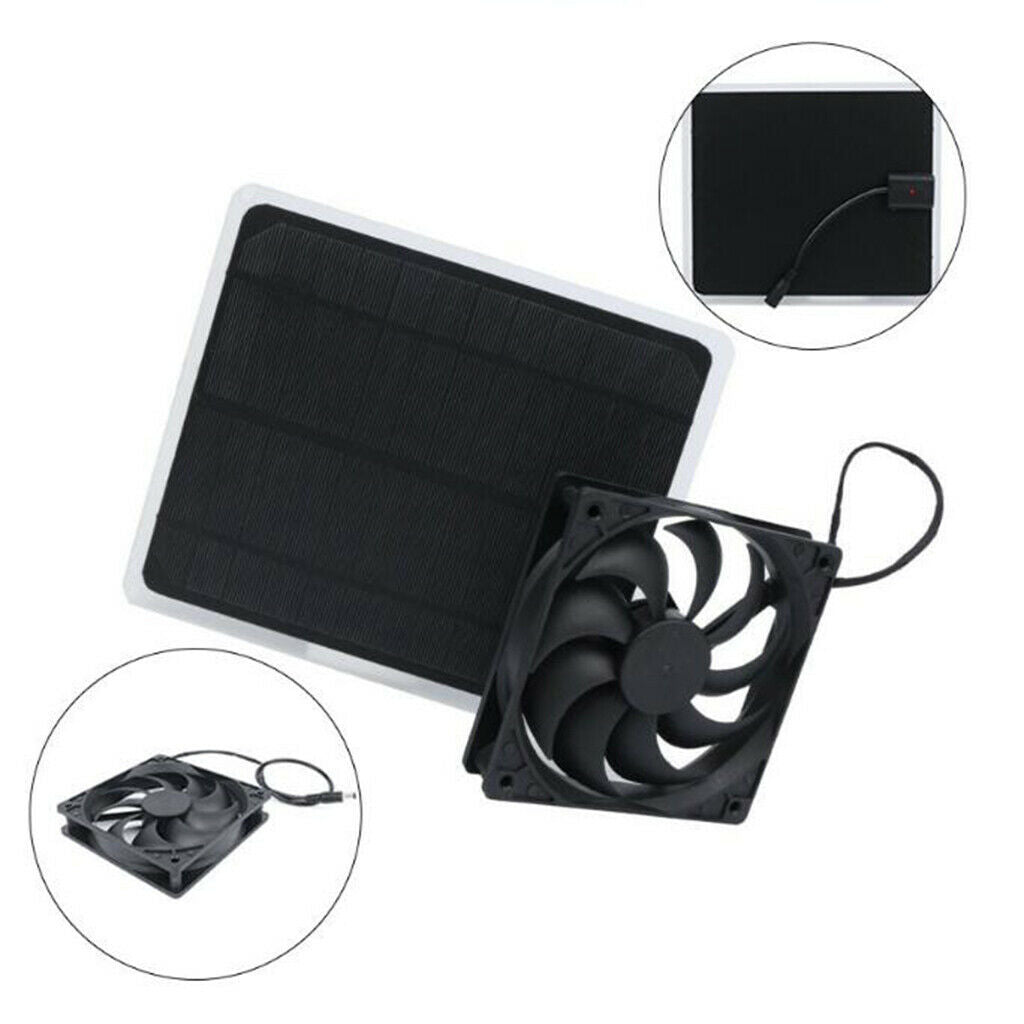 12V 5W Solar Panel Fan Charger Kit Backup Cooling Fan for Van Camper Camping