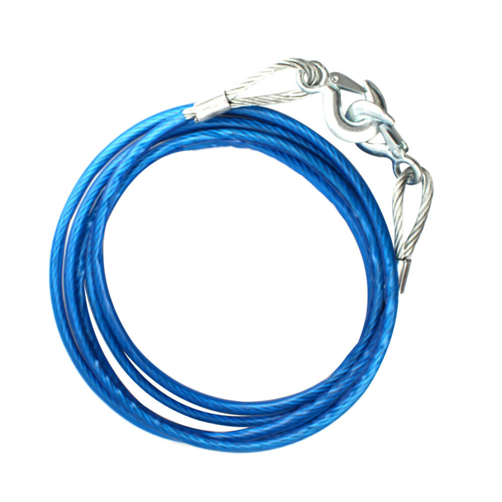 5Mx10mm 7 Tons Car Tow Strap Truck Steel Cable Towing Winch Snatch Rope Blue